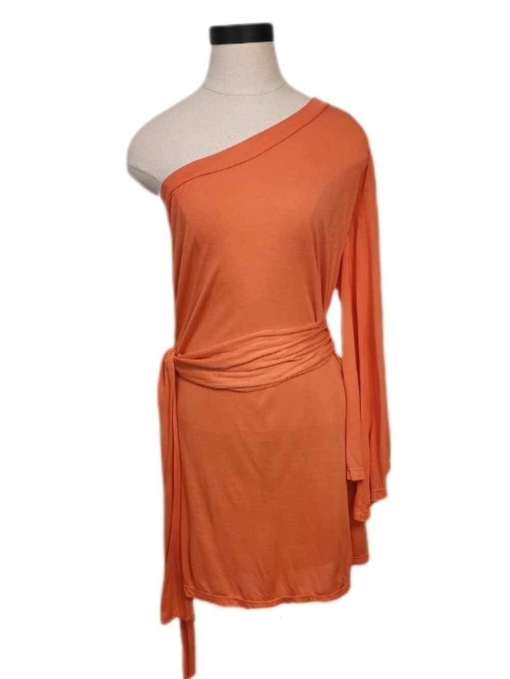 Young Fabulous & Broke Dress One Shoulder Sash Waist Orange Size S